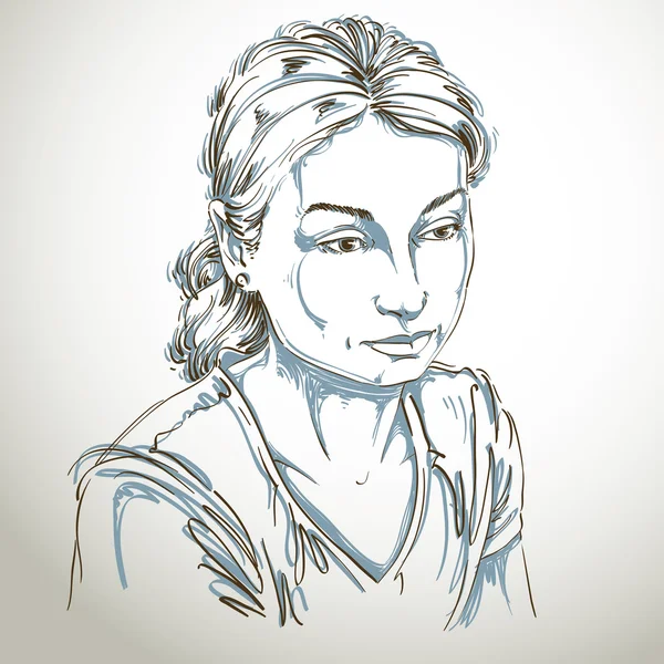 Retrato de mujer atractiva triste — Vector de stock