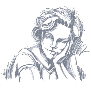 attractive loving lady with stylish haircut