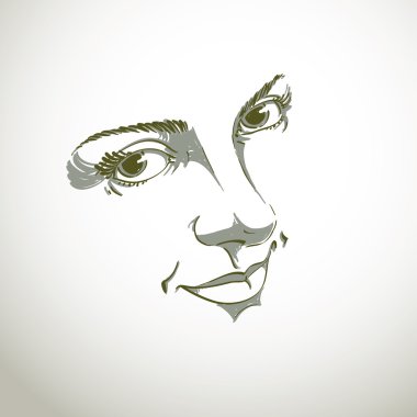Monochrome silhouette of smiling attractive lady