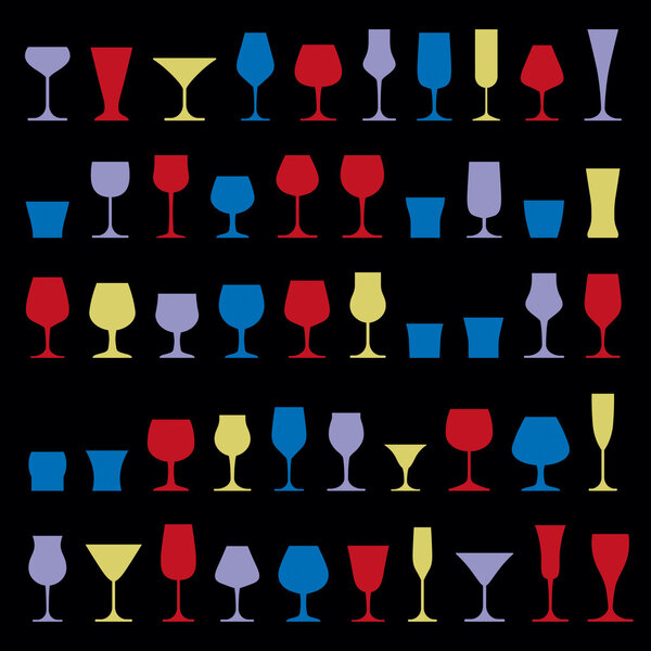 Colorful drinking glasses collection