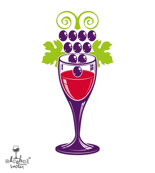 Stylized wineglass with grapes — Stockvector