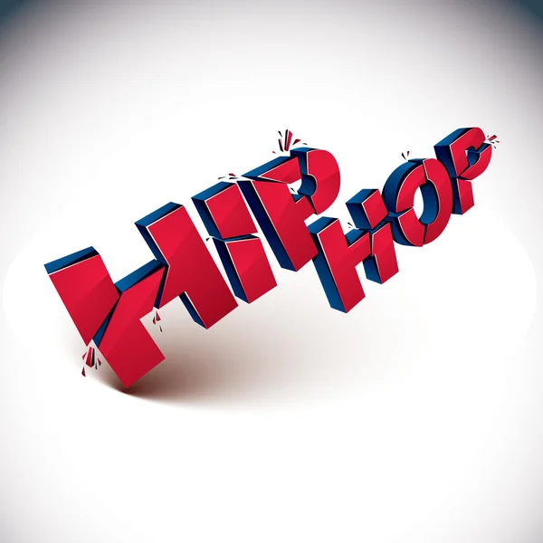 Dimensional rojo hip hop texto — Vector de stock