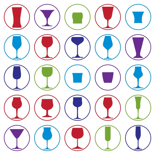 Colorful drinking glasses collection. — Stock Vector