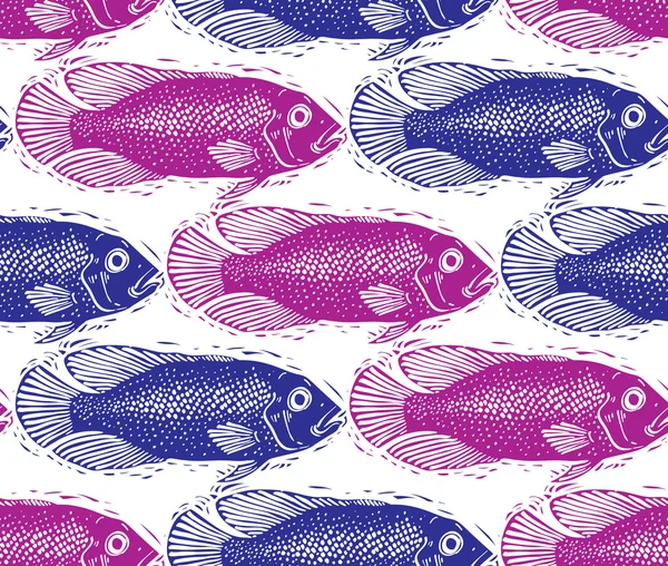 Seamless pattern with fishes — Stock Vector