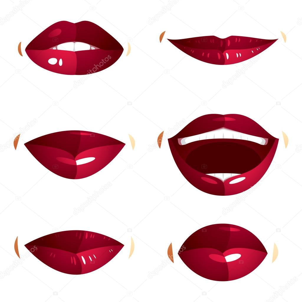 red female lips with makeup