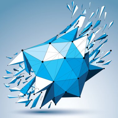 Vektör boyutlu wireframe mavi nesne 