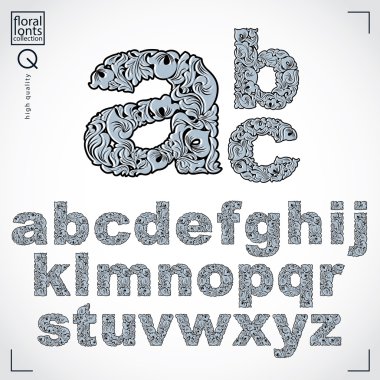 Sans serif harfler çiçekli alfabe