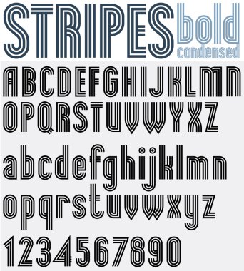 Paralel çizgili siyah beyaz yazı tipi 