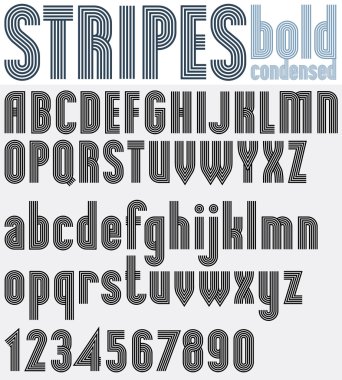 Paralel şeritli siyah beyaz harfler