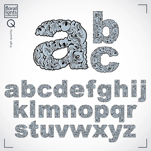 Floral alphabet sans serif letters — Stock Vector