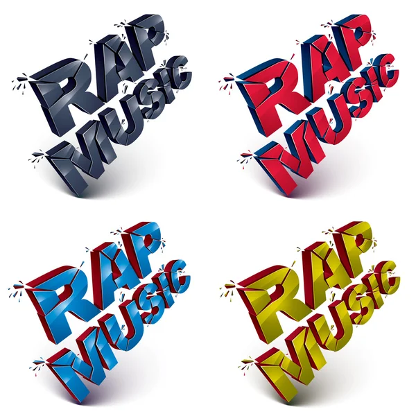 Zestaw rozbitej rap słów muzycznych — Wektor stockowy