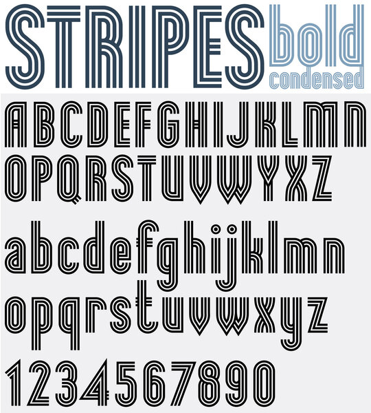 Параллельный полосатый чёрно-белый шрифт
 