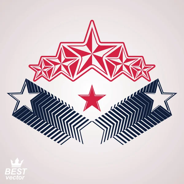 Emblema com cinco estrelas pentagonais — Vetor de Stock