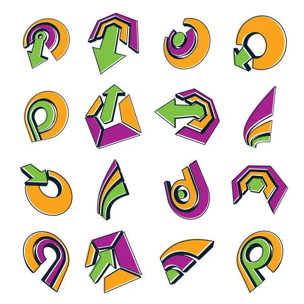 Vector 3d abstract icons set — Stockvector