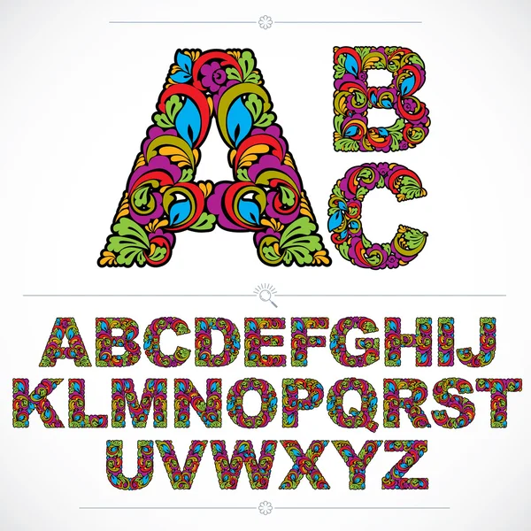 Çiçekli alfabe harfleri — Stok Vektör