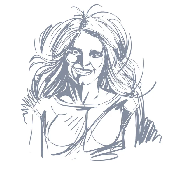 Portret van glimlachend blij vrouw — Stockvector