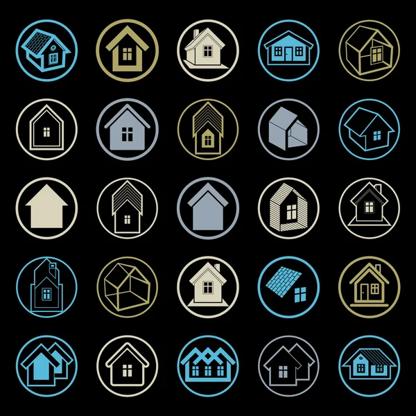 Différentes maisons icônes — Image vectorielle