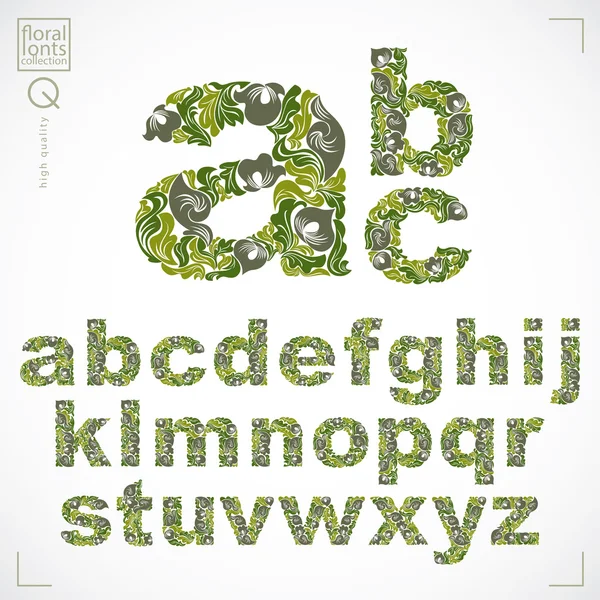 Floral font alphabet letters decora — Stock Vector