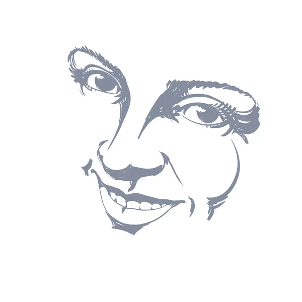 Ilustración dibujada a mano del rostro de la mujer — Vector de stock