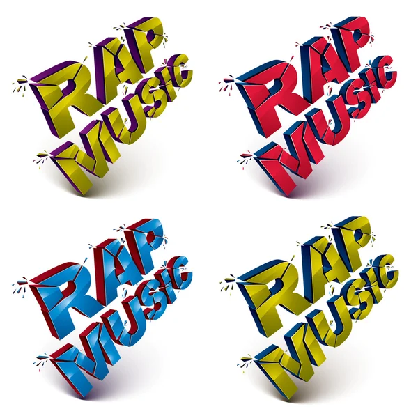 Set di parole di musica rap frantumate — Vettoriale Stock