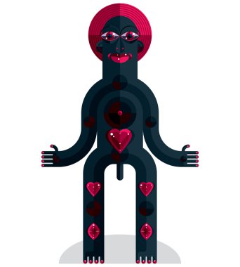 düz tasarım garip karakteri çizim