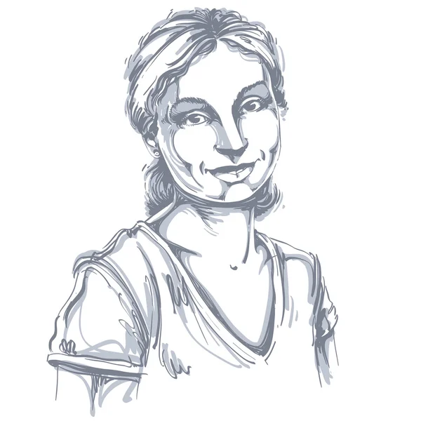 Портрет великолепной счастливой улыбающейся девушки — стоковый вектор