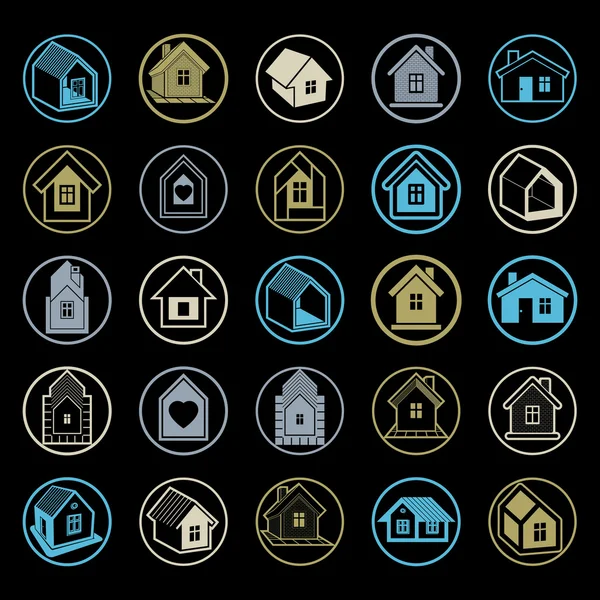 Simple cottages collection — Stock Vector