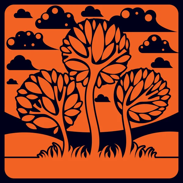 Paysage avec des arbres illustration — Image vectorielle