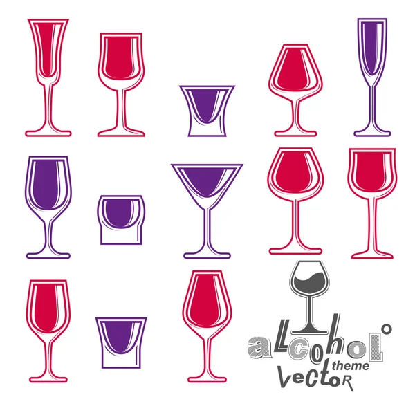 Alcohol glazen collectie — Stockvector