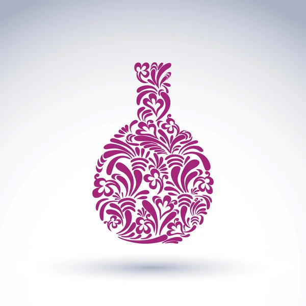 Flower-patterned jug — Stock Vector