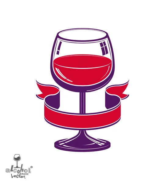 リボン付きワインのゴブレット — ストックベクタ