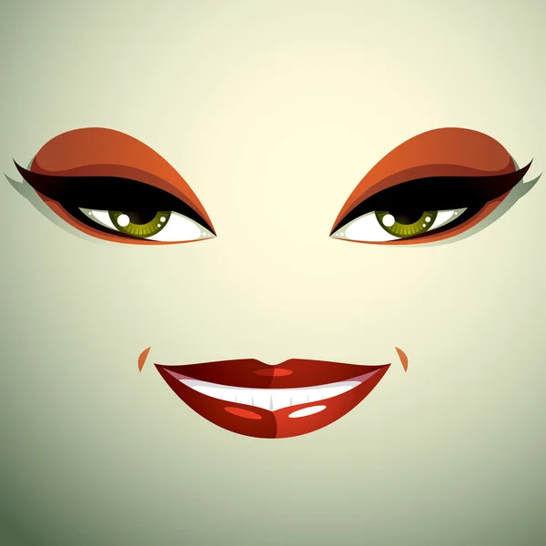 Mujer atractiva con maquillaje brillante. — Vector de stock