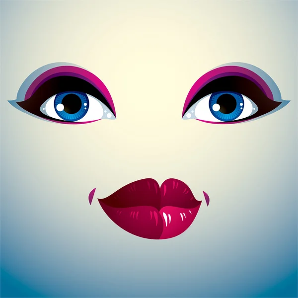 Aantrekkelijke vrouw met heldere make-up. — Stockvector