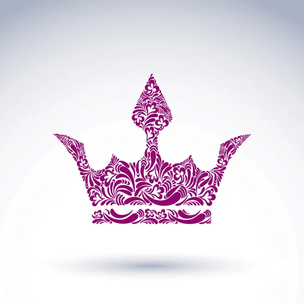 Couronne de roi à motifs de fleurs — Image vectorielle