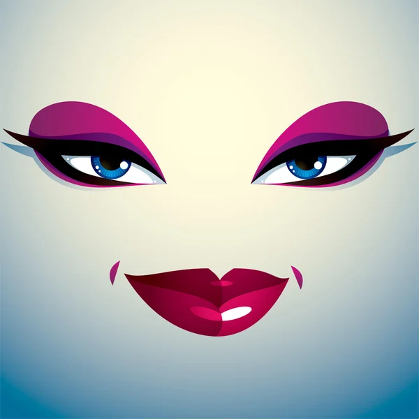 Mujer atractiva con maquillaje brillante. — Vector de stock