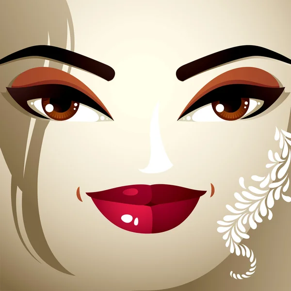 Attractive woman with bright make-up. — Stock Vector