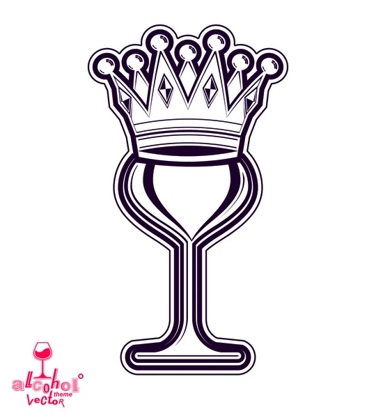Copa de vino con rey — Vector de stock