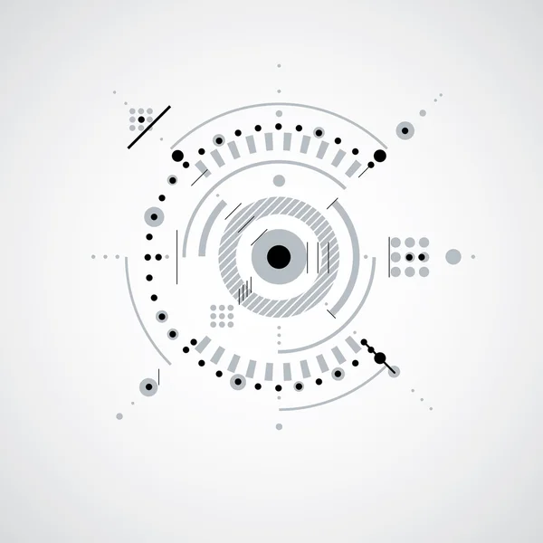 Dessin technique réalisé avec des lignes pointillées et des cercles géométriques . — Image vectorielle