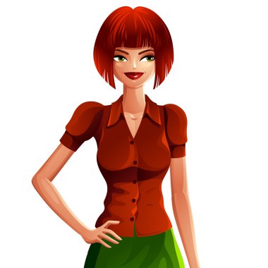 Saç modeli ile şirin ince kız 