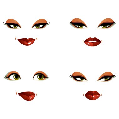 Güzel makyaj ile kadın yüzleri