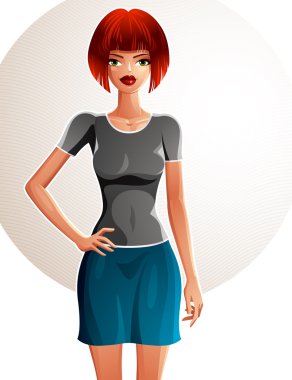 Güzel ince kızıl saçlı bayan 