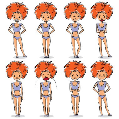 Farklı duygularile çizgi film karakterleri koleksiyonu