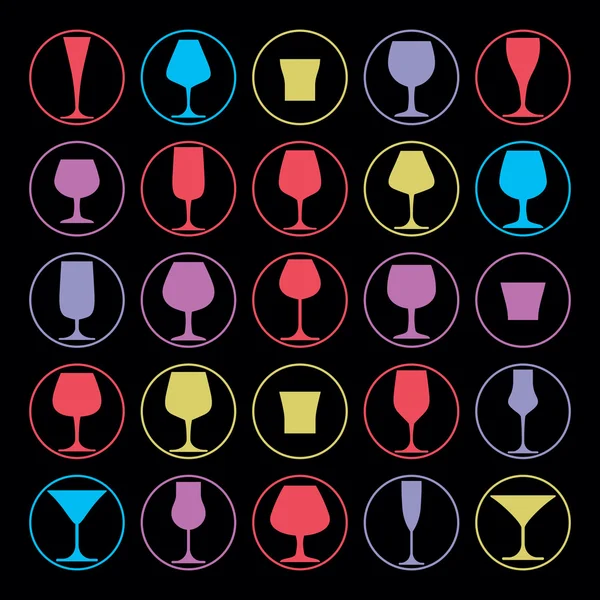 Colorful drinking glasses collection — Stock Vector