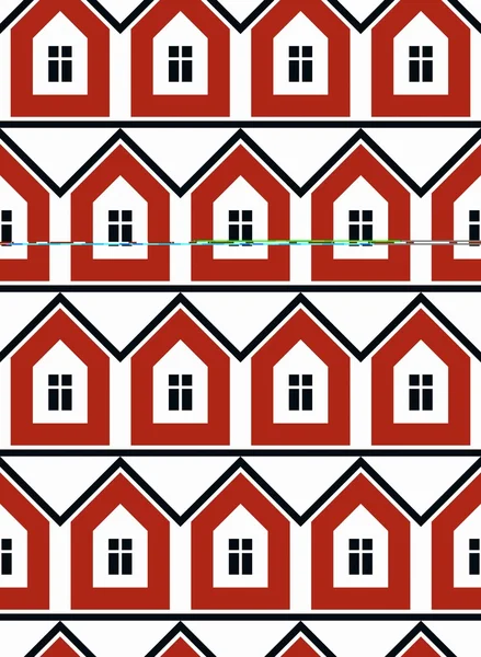 Symmetric pattern with abstract houses — Stock Vector