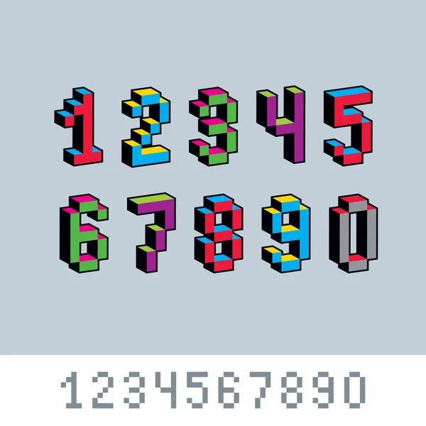 ピクセル アートの数字セット — ストックベクタ