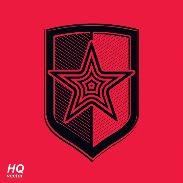 Schild met rode vijfhoekige ster — Stockvector