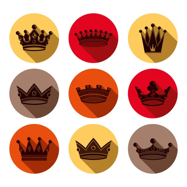 Colorful luxury crowns collection — Stock Vector