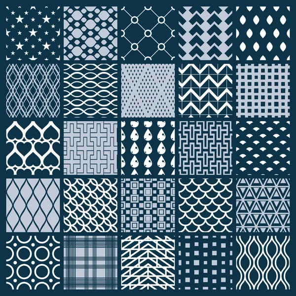 Collection de motifs monochromes sans couture — Image vectorielle