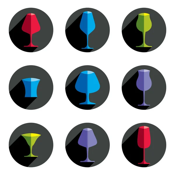 Colorful drinking glasses collection — Stock Vector