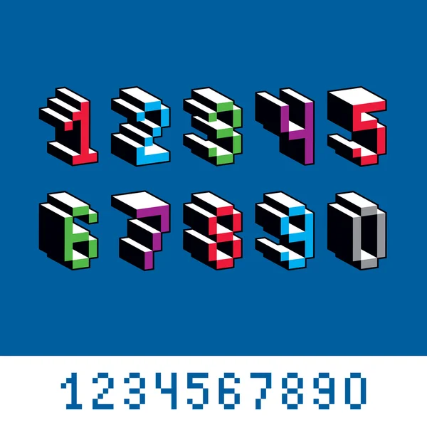 Pixel art numbers set — Stock Vector